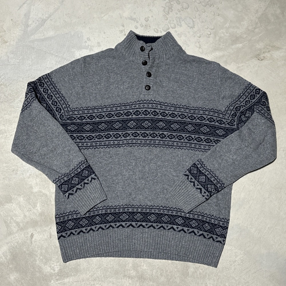 Daniele Blasi Men's Sweater SZ L Wool Blend Gray 1/4 Buttons Made In Italy